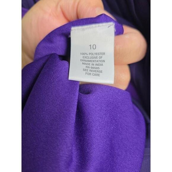 Purple Ombré Pleated High-Low Dress With Embellished Straps & Waist Tie - Sz 10 - Picture 9 of 9